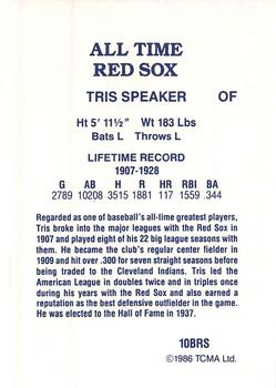 1986 TCMA All-Time Boston Red Sox - Color #10BRS Tris Speaker Back