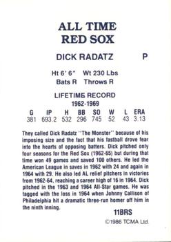 1986 TCMA All-Time Boston Red Sox - Color #11BRS Dick Radatz Back