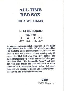 1986 TCMA All-Time Boston Red Sox - Color #12BRS Dick Williams Back