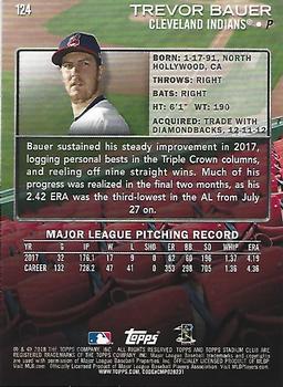 2018 Stadium Club - Red Foil #124 Trevor Bauer Back