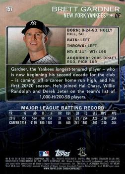 2018 Stadium Club - Red Foil #157 Brett Gardner Back