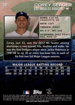 2018 Stadium Club - Red Foil #212 Corey Seager Back