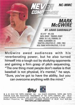 2018 Stadium Club - Never Compromise Red #NC-MMC Mark McGwire Back
