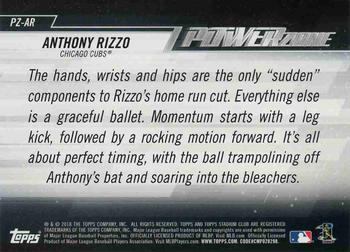 2018 Stadium Club - Power Zone Red #PZ-AR Anthony Rizzo Back