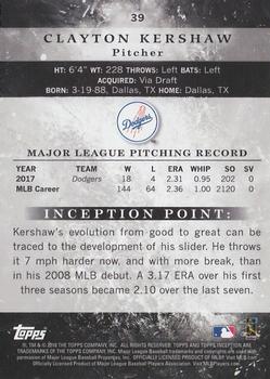 2018 Topps Inception - Green #39 Clayton Kershaw Back