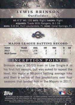 2018 Topps Inception - Purple #34 Lewis Brinson Back