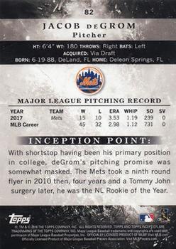 2018 Topps Inception - Blue #82 Jacob deGrom Back