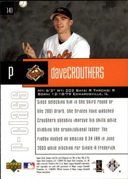2004 Upper Deck r-class #141 Dave Crouthers Back