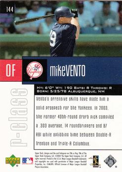 2004 Upper Deck r-class #144 Mike Vento Back