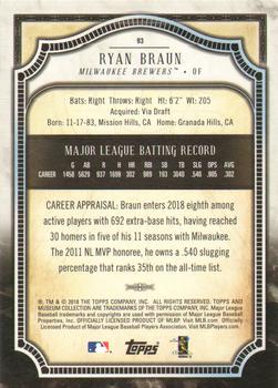 2018 Topps Museum Collection - Copper #93 Ryan Braun Back