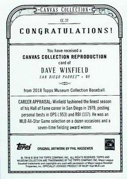 2018 Topps Museum Collection - Canvas Collection Reprints #CC-37 Dave Winfield Back