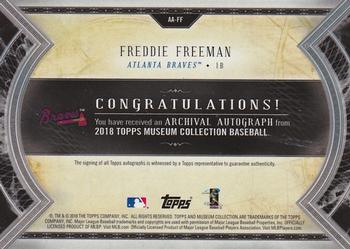 2018 Topps Museum Collection - Archival Autographs #AA-FF Freddie Freeman Back