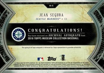 2018 Topps Museum Collection - Archival Autographs #AA-JS Jean Segura Back