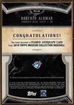 2018 Topps Museum Collection - Museum Framed Autographs Gold #MFA-RAL Roberto Alomar Back