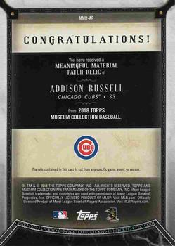 2018 Topps Museum Collection - Meaningful Material Patch Relics #MMR-AR Addison Russell Back