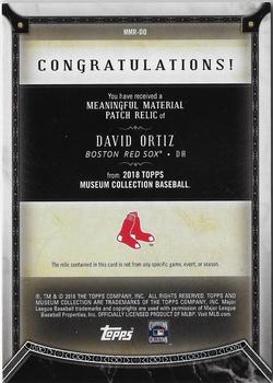 2018 Topps Museum Collection - Meaningful Material Patch Relics #MMR-DO David Ortiz Back