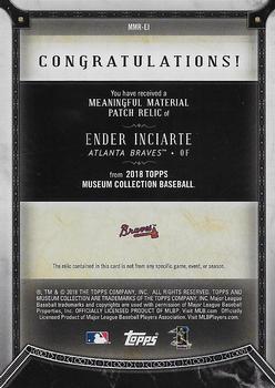 2018 Topps Museum Collection - Meaningful Material Patch Relics #MMR-EI Ender Inciarte Back