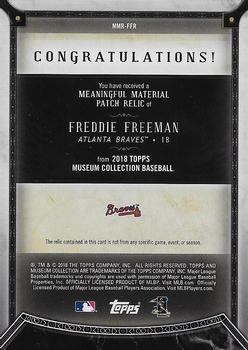 2018 Topps Museum Collection - Meaningful Material Patch Relics #MMR-FFR Freddie Freeman Back