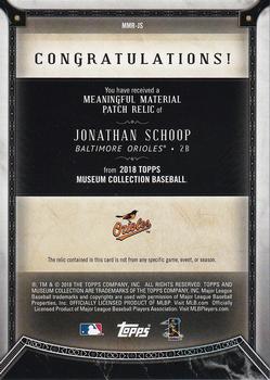 2018 Topps Museum Collection - Meaningful Material Patch Relics Copper #MMR-JS Jonathan Schoop Back