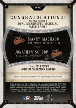 2018 Topps Museum Collection - Dual Meaningful Material Patch Relics Copper #DA-MSC Jonathan Schoop / Manny Machado Back