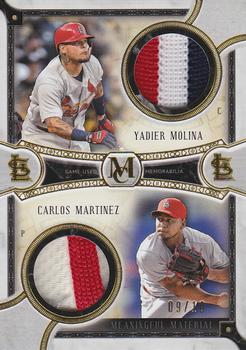 2018 Topps Museum Collection - Dual Meaningful Material Patch Relics Red #DA-YC Yadier Molina / Carlos Martinez Front