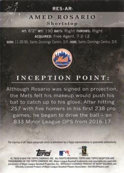 2018 Topps Inception - Rookie and Emerging Stars Autographs Orange #RES-AR Amed Rosario Back