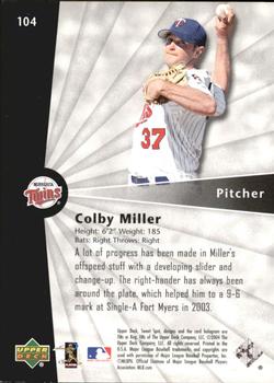 2004 Upper Deck Sweet Spot #104 Colby Miller Back