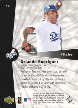 2004 Upper Deck Sweet Spot #154 Orlando Rodriguez Back