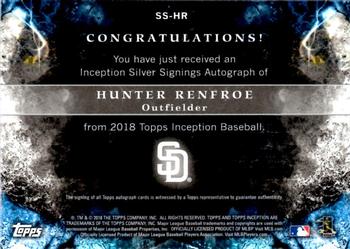 2018 Topps Inception - Silver Signings Gold #SS-HR Hunter Renfroe Back