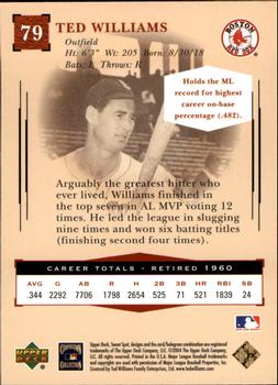2004 Upper Deck Sweet Spot Classic #79 Ted Williams Back