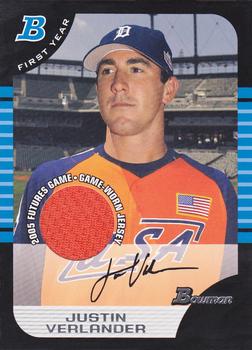 2005 Bowman Draft Picks & Prospects - Futures Game Jersey Relics #BDP129 Justin Verlander Front