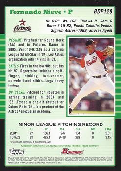 2005 Bowman Draft Picks & Prospects - Futures Game Jersey Relics #BDP128 Fernando Nieve Back