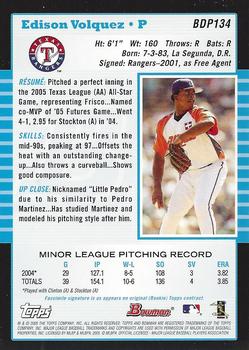 2005 Bowman Draft Picks & Prospects - Futures Game Jersey Relics #BDP134 Edinson Volquez Back
