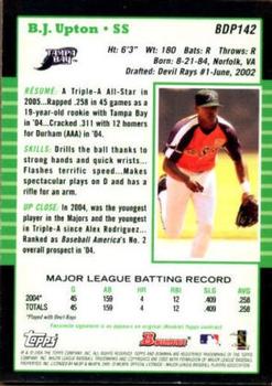 2005 Bowman Draft Picks & Prospects - Futures Game Jersey Relics #BDP142 B.J. Upton Back