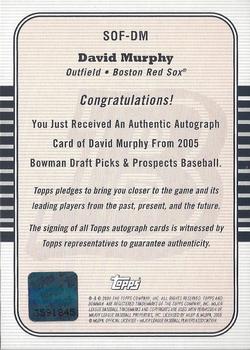 2005 Bowman Draft Picks & Prospects - Signs of the Future #SOF-DM David Murphy Back