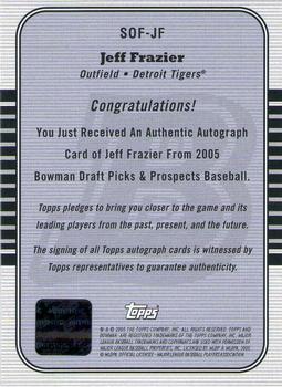 2005 Bowman Draft Picks & Prospects - Signs of the Future #SOF-JF Jeffrey Frazier Back