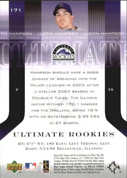 2004 Upper Deck Ultimate Collection #171 Justin Hampson Back