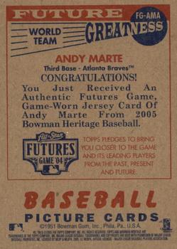 2005 Bowman Heritage - Future Greatness Jersey Relics #FG-AMA Andy Marte Back
