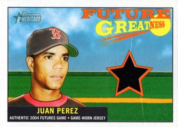2005 Bowman Heritage - Future Greatness Jersey Relics #FG-JP Juan Perez Front