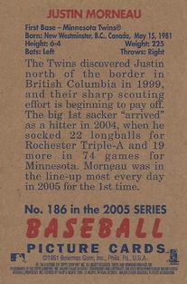 2005 Bowman Heritage - Mini #186 Justin Morneau Back