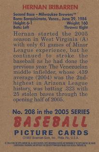 2005 Bowman Heritage - Mini #208 Hernan Iribarren Back