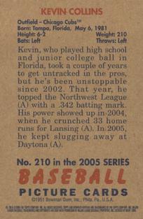2005 Bowman Heritage - Mini #210 Kevin Collins Back