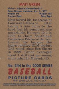 2005 Bowman Heritage - Mini #344 Matt Green Back