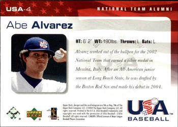 2004 Upper Deck USA 25th Anniversary #USA-4 Abe Alvarez Back