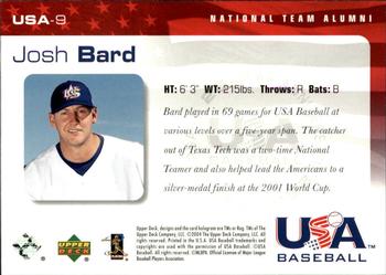 2004 Upper Deck USA 25th Anniversary #USA-9 Josh Bard Back