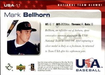 2004 Upper Deck USA 25th Anniversary #USA-11 Mark Bellhorn Back