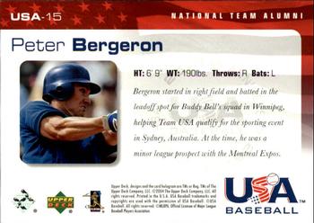 2004 Upper Deck USA 25th Anniversary #USA-15 Peter Bergeron Back