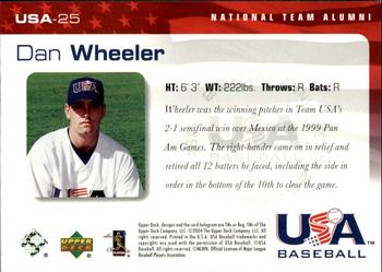 2004 Upper Deck USA 25th Anniversary #USA-25 Dan Wheeler Back