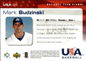 2004 Upper Deck USA 25th Anniversary #USA-28 Mark Budzinski Back