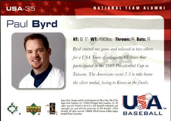 2004 Upper Deck USA 25th Anniversary #USA-35 Paul Byrd Back